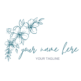 Hand Drawn Teal Floral Logo